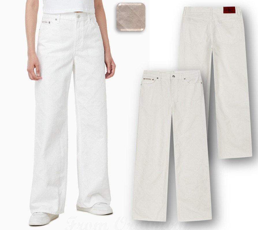 Low-Rise Baggy Ivory CK AOP Jeans (47D710G-YY3)