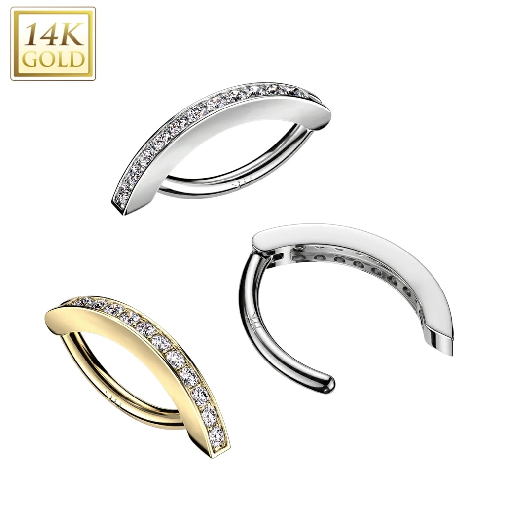 ボディピアス 14金ジュエルネイブルロッククリッカー 14G 本物のゴールド 14K刻印あり 耳 軟骨 ロック ルーク ダイス 臍 へそ ネイブル 楕円形 高級 装着簡単 gd030xxxxxxxx