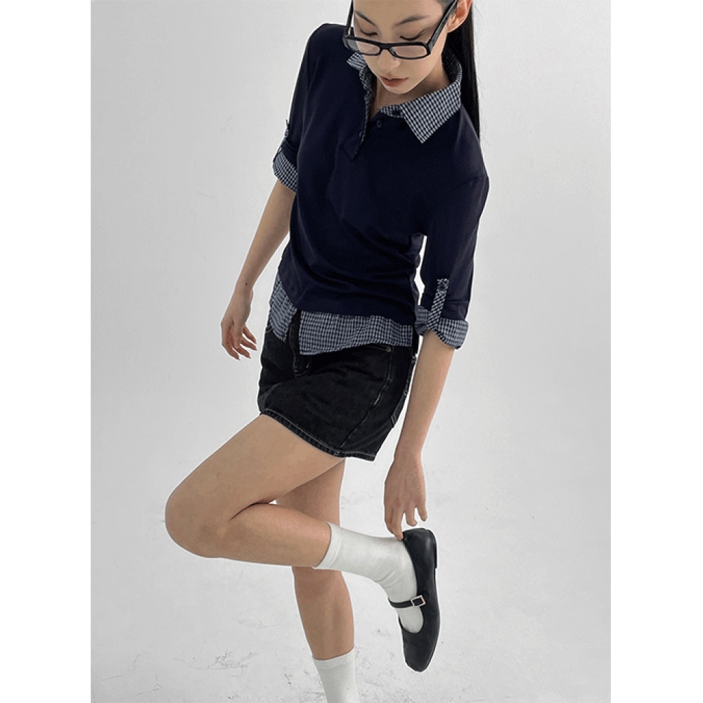 ブラックアップ【春新品】セロンディシャツレイヤード7ブーティ