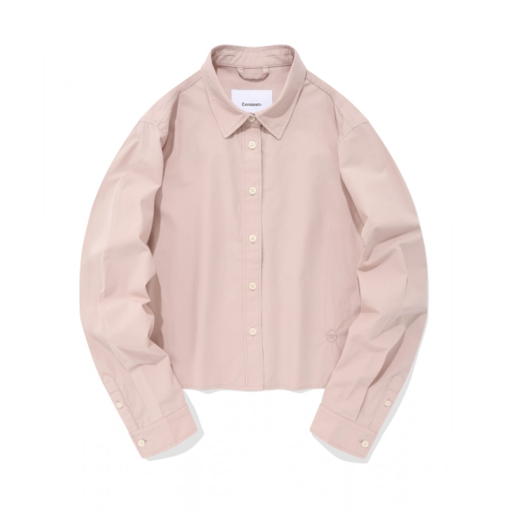 COVERNAT 女性用クロップクローバーハートコットンシャツピンク