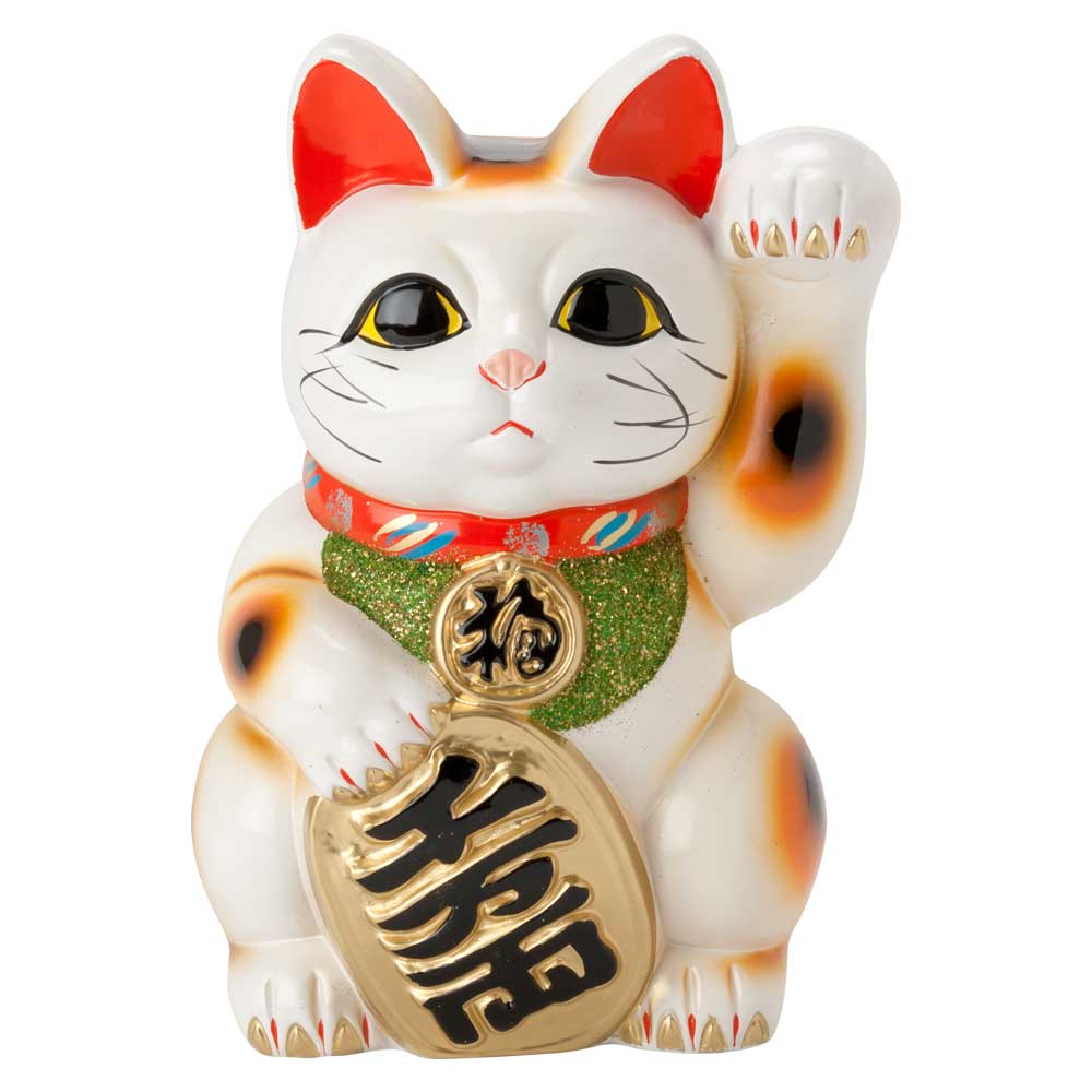 常滑焼　招き猫　7号小判白猫貯金箱　左手上げ (143-65-86)　愛知県の工芸品　Tokoname-yaki Lucky cat 8,237円