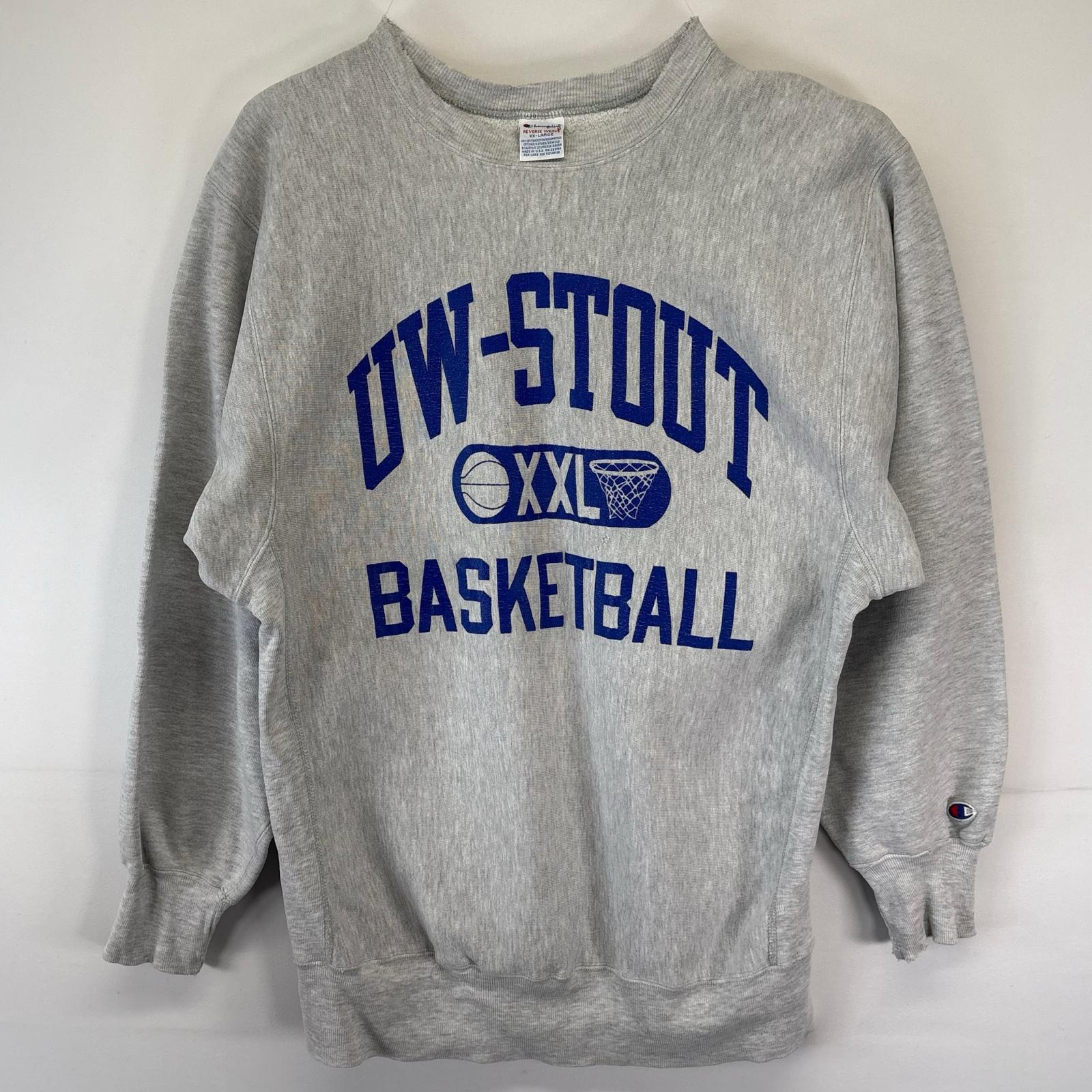 古着 90s/90年代 USA製 スウェット 大きいサイズ リバースウィーブ 3段プリント 2XL グレー系 メンズ