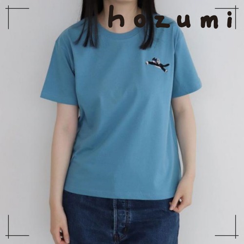 hozumi 半袖Tシャツ magic cat ride t shirt (blue / charcoal) 韓国雑貨 可愛い インテリア