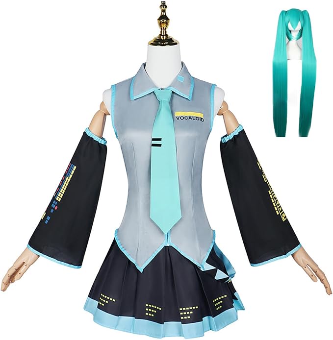 初音MIKU風 コスプレ衣装 全セット ウィッグ付き はつね 制服 セット 仮装 クリスマス ハロウィン コスプレ 変装