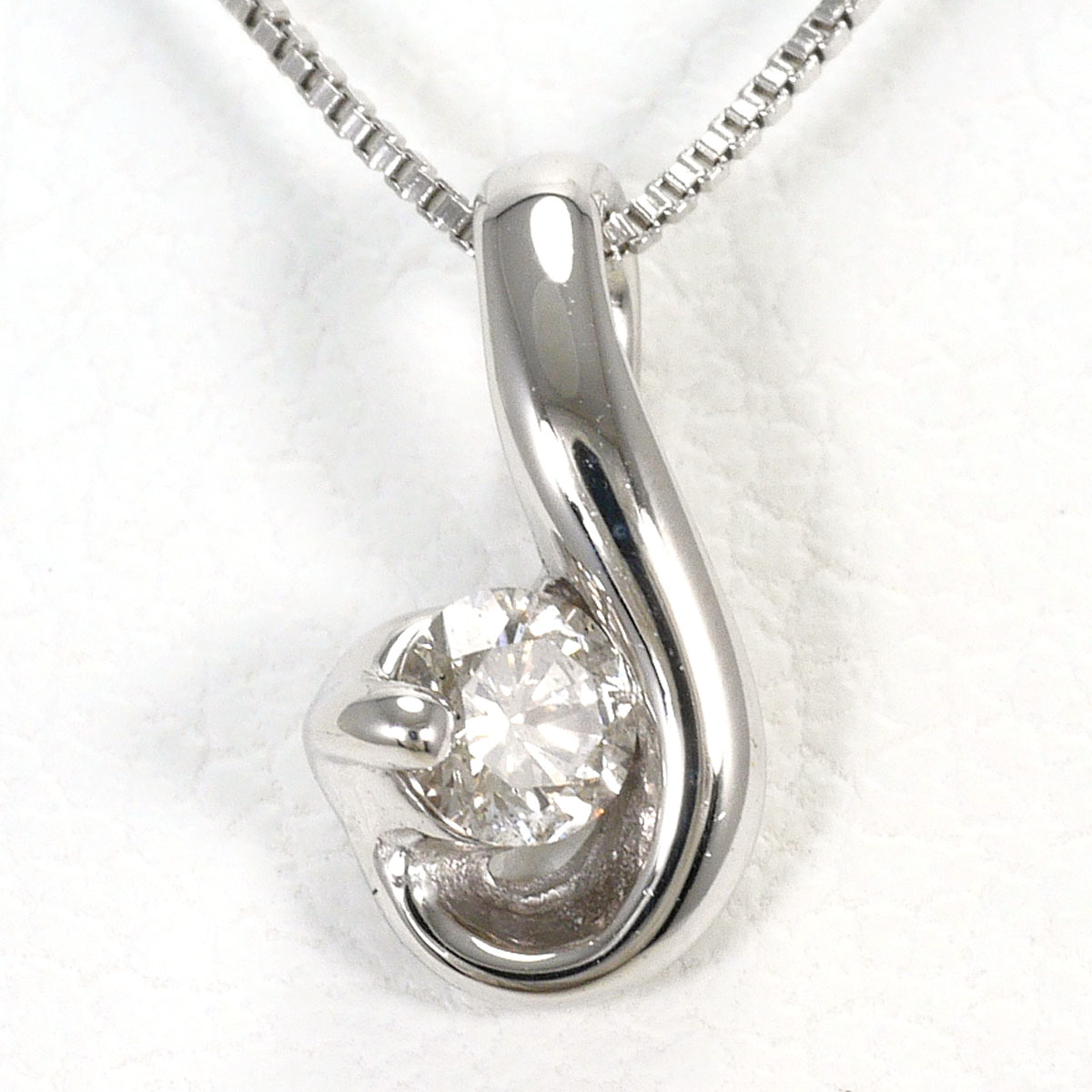 K10 10金 WG ホワイトゴールド ネックレス ダイヤモンド 0.07ct 総重量約1.1g 約40cm ジュエリー 中古