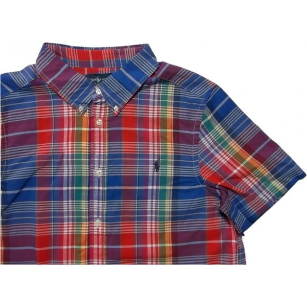 ボーイズサイズ 半袖 ボタンダウンシャツ レッド boys PR2-267