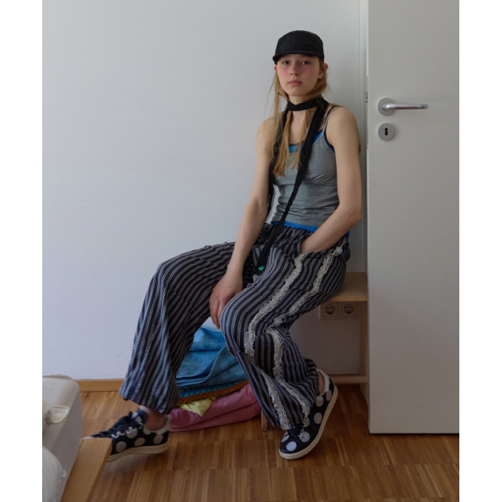 NOCONTENT ストライプレースパンツ _ ブラック 201