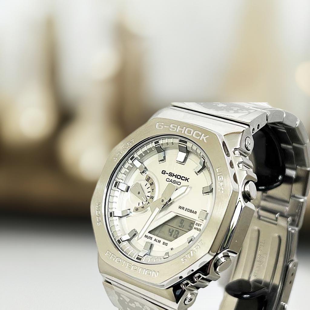 【2024年新作】G-SHOCK ジーショック カシオメンズウオッチ メンズ腕時計 国内正規品 メタルベゼル・バンドモデル GM-2110D-7AJF メンズ シルバー 31,853円