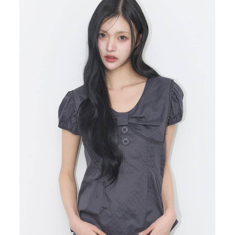 ILLIGO セーラーボウカラーブラウス チャコール 26SMTOP22CH 374327