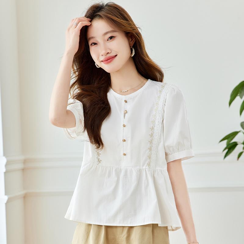 レディース トップス ファッション 上品 オフィス カジュアル 婦人服 おしゃれ 白 半袖 シフォン シャツ 夏 小さめ 体型カバー Pu シャツ