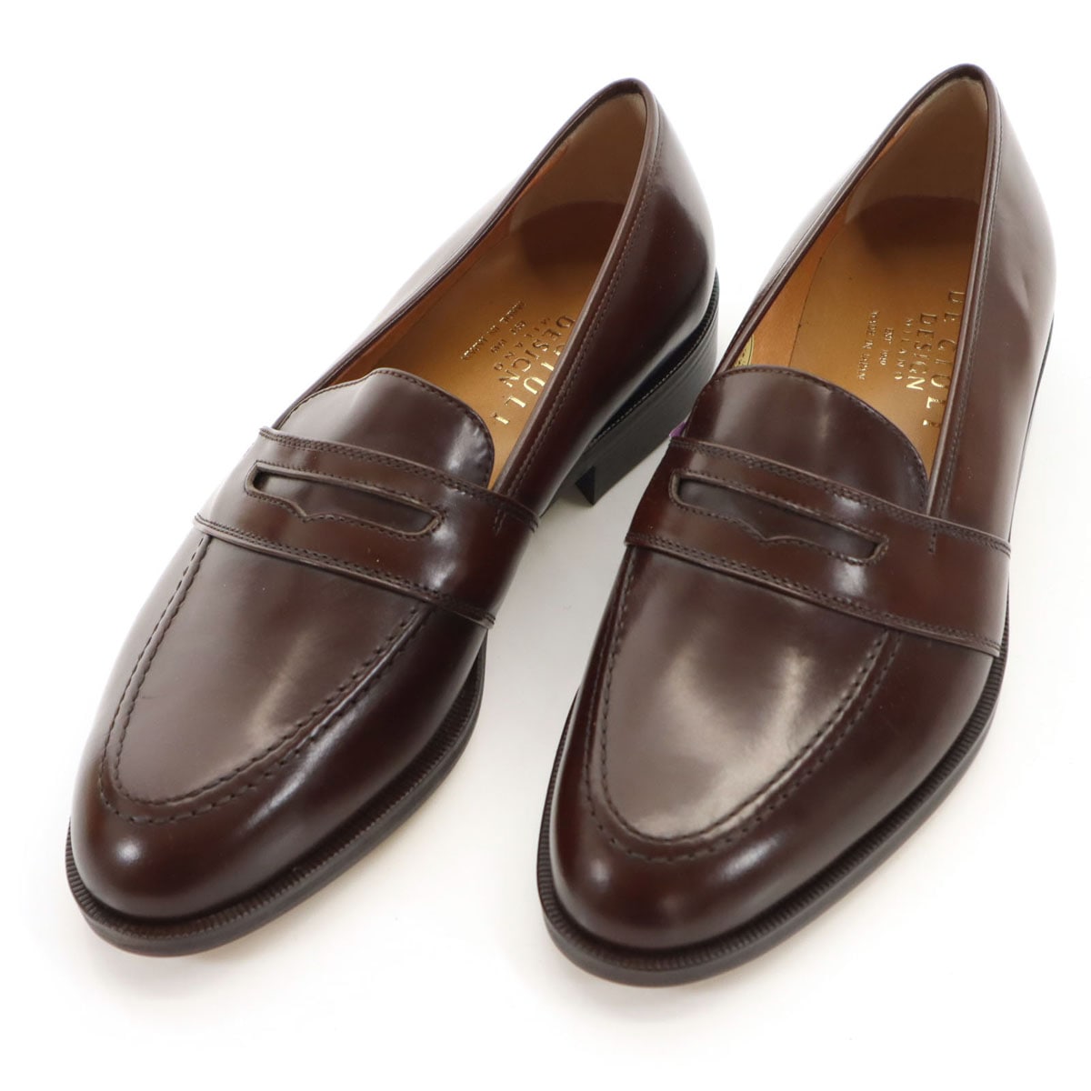 DE GIULI DESIGN 日本製 コイン ローファー 25 1/2 ブラウン メンズ 古着