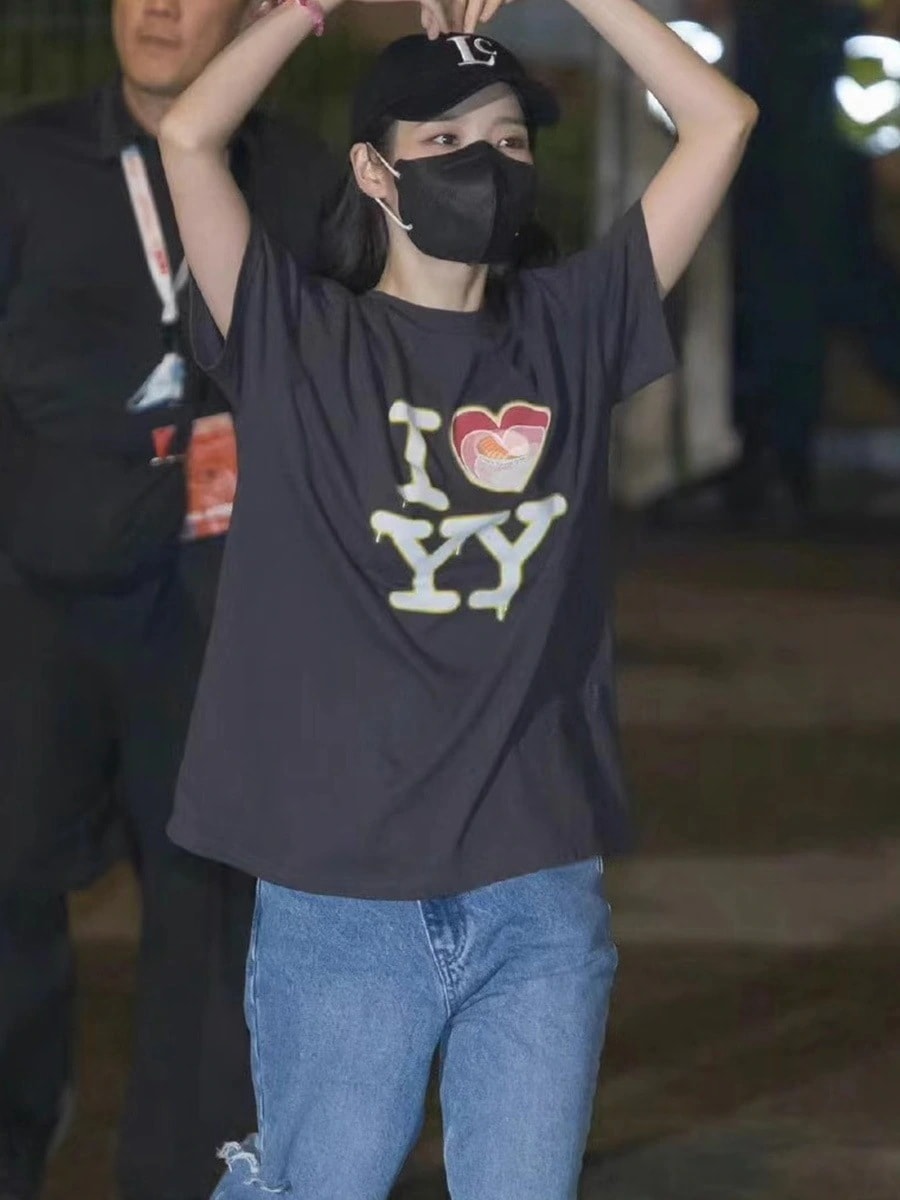 Iu Li Zhien白黒半袖tシャツレディース夏ラウンドネックレターラブルーズトップ
