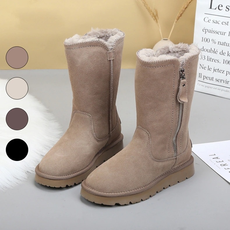VMT62 韓国 ブーツ 牛革+ウール スノーブーツ ショートブーツ 長靴 ムートンブーツ 厚くて暖かい 本革 裏起毛 ブーツ レディース 冬のブーツ 靴 厚底ブーツ 冬 韓国ファッション シューズ