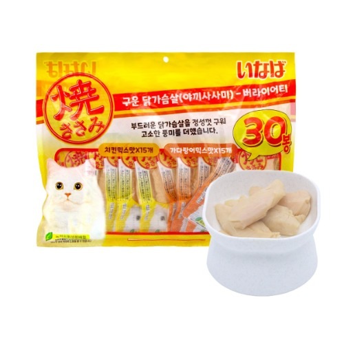 稲葉焼ササミバラエティ25g x 30猫ペット苗苗栄養スナック簡単な小包