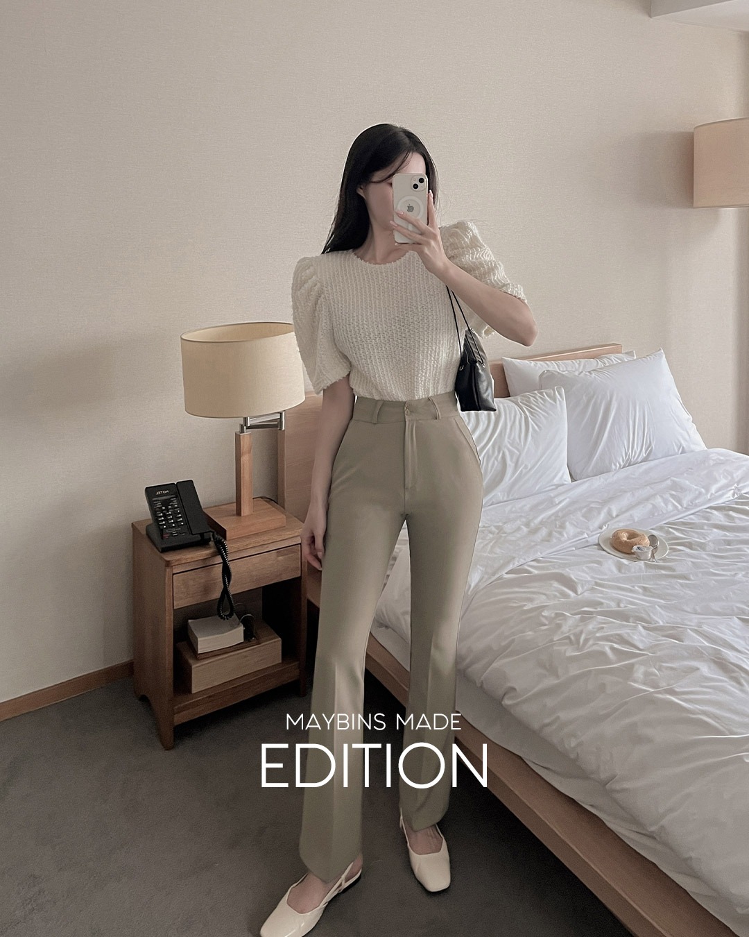 2ボタンブーツカットスリムスラックス韓国ファッション レディース