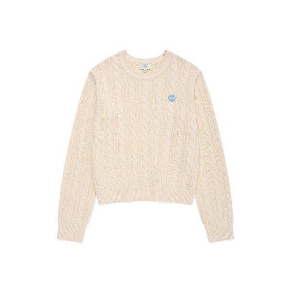 長袖Tシャツ CQK CO2403KT74-IV ウーマン クローバーハート ケーブルニット アイボリー