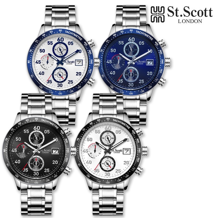 ST.SCOTT LONDON ST7117M Anubis アヌビス クロノグラフ メンズ メタルウォッチ 4種