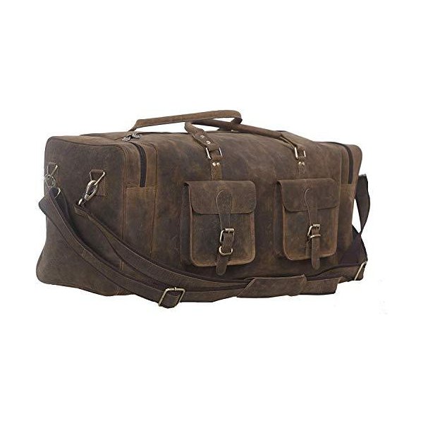 Leather Duffel Bag 28 inch Large Travel Bag Gym Sports Overnight Weekender Bag by Komal s Passion Le