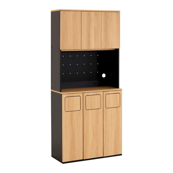 ホームテイスト VSK-A3W ヴィンテージ ごみ箱一体型食器棚 ごみ箱3つタイプ シャビーオーク メーカー直送