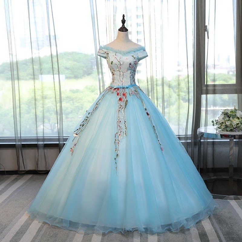 ウェディングドレス 演奏会用ロングドレス カラードレス 人気 ペールオレンジ カラオケ大会 ステージ衣装 ブルー