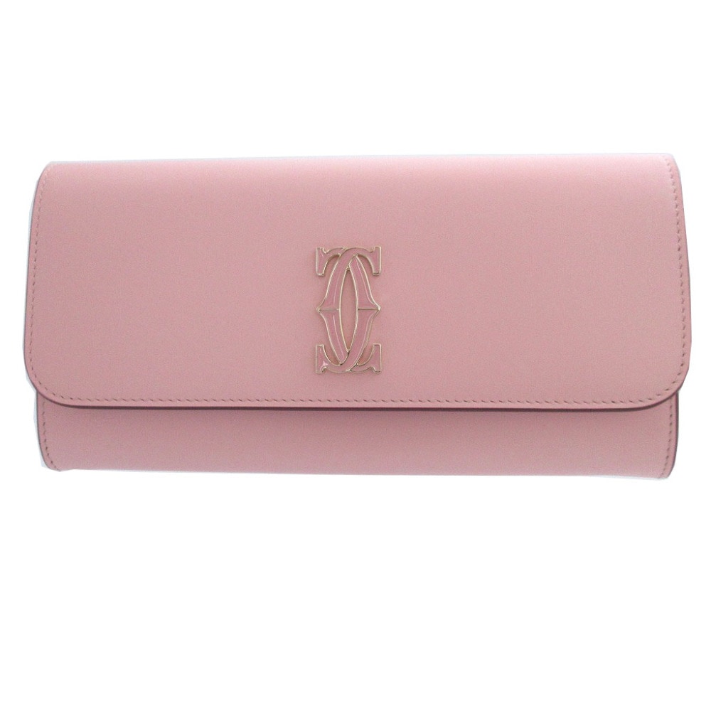 新品同様 2つ折り ドゥーブルCドゥカルティエ L3001996 長財布 レザー/レザー ピンク 0461【中古】 レディース