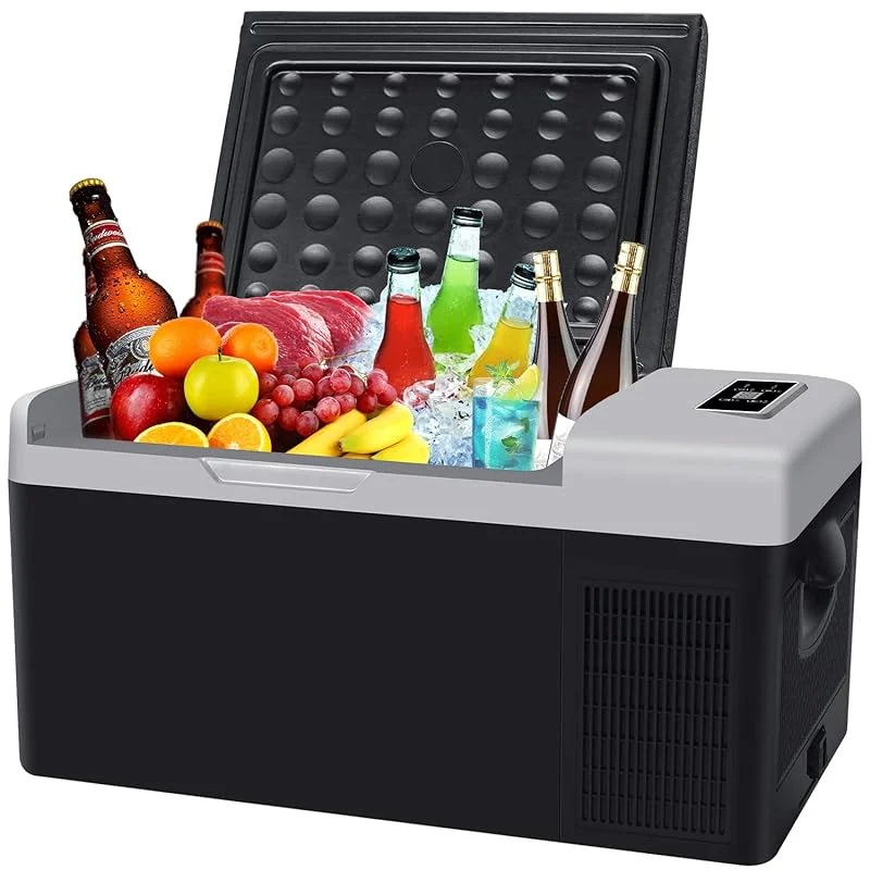 Sumeriy 車載冷蔵冷凍庫 18L -20℃20℃ 急速冷凍 2WAY電源対応 DC12V24V/AC100V 車載家庭両用 静音 ポータブル冷蔵庫 取扱説明書付き (ブラック, 18L)