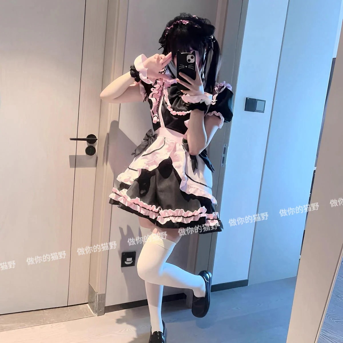 大人気 新作ロリータ コスプレ ロリータ ワンピース メイド服 ネコ匹 かわいい セット洋装 半袖 op日常 花嫁 茶会