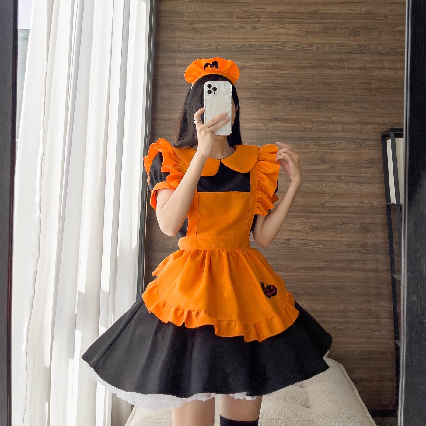 コスプレハロウィーン刺繍メイドカボチャメイド服コウモリ吸血鬼メイド魔法魔女