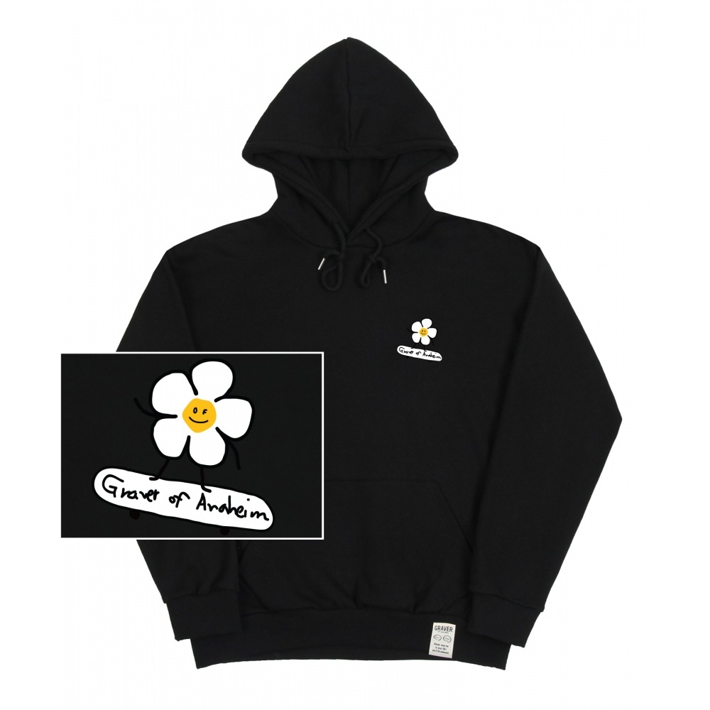 GRAVER [UNISEX]フラワーボードスマイルフードティー_ブラック