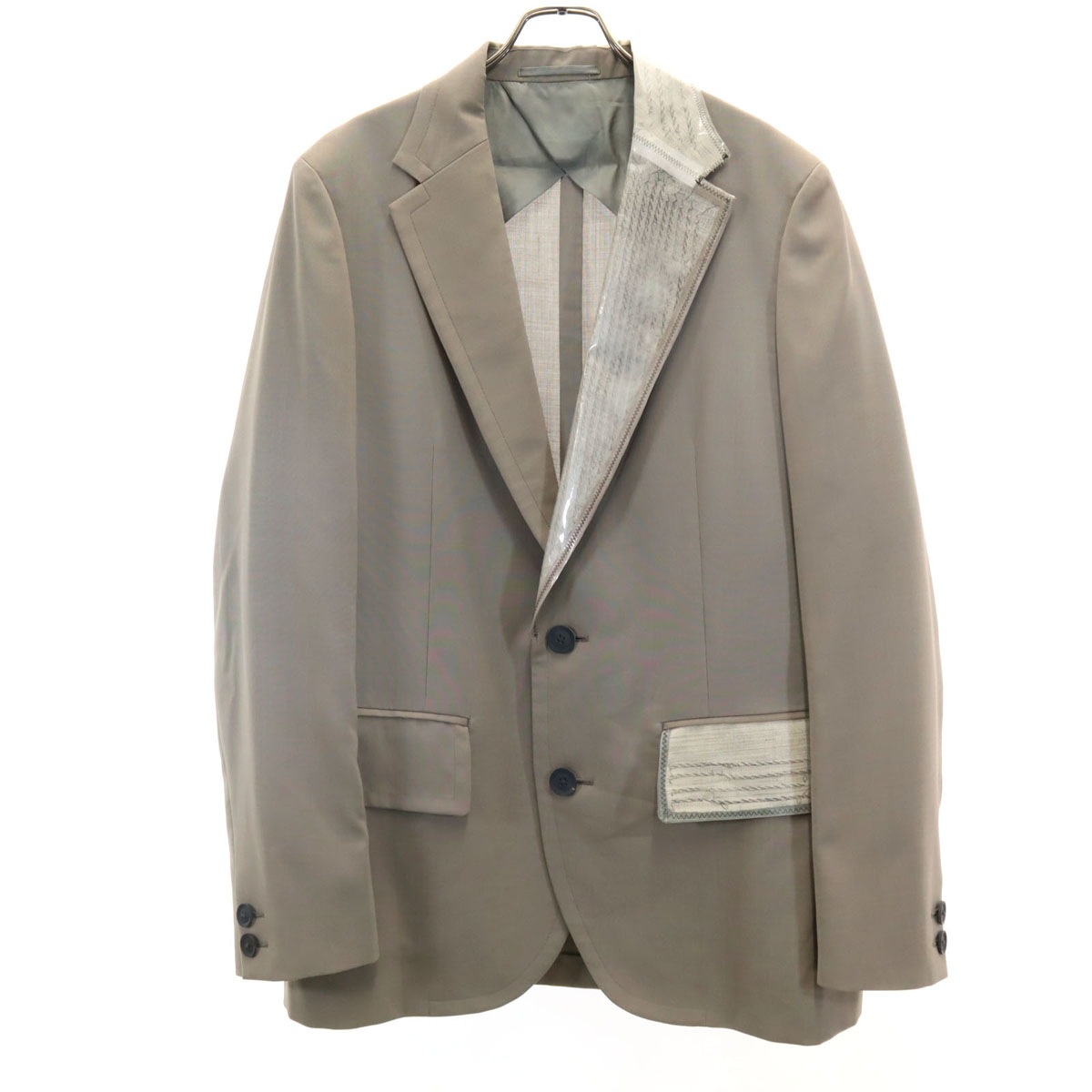 日本製 ウールブレンド テーラードジャケット 2 カーキベージュ メンズ 古着