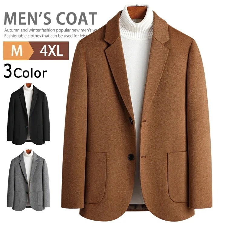 テーラードジャケット メンズ メルトン ウールコート ビジネスジャケット 2つボタン アウター おしゃれ ブレザー スーツジャケット ビジカジ フォーマル カジュアル オフィス ゴルフウェア 暖かい
