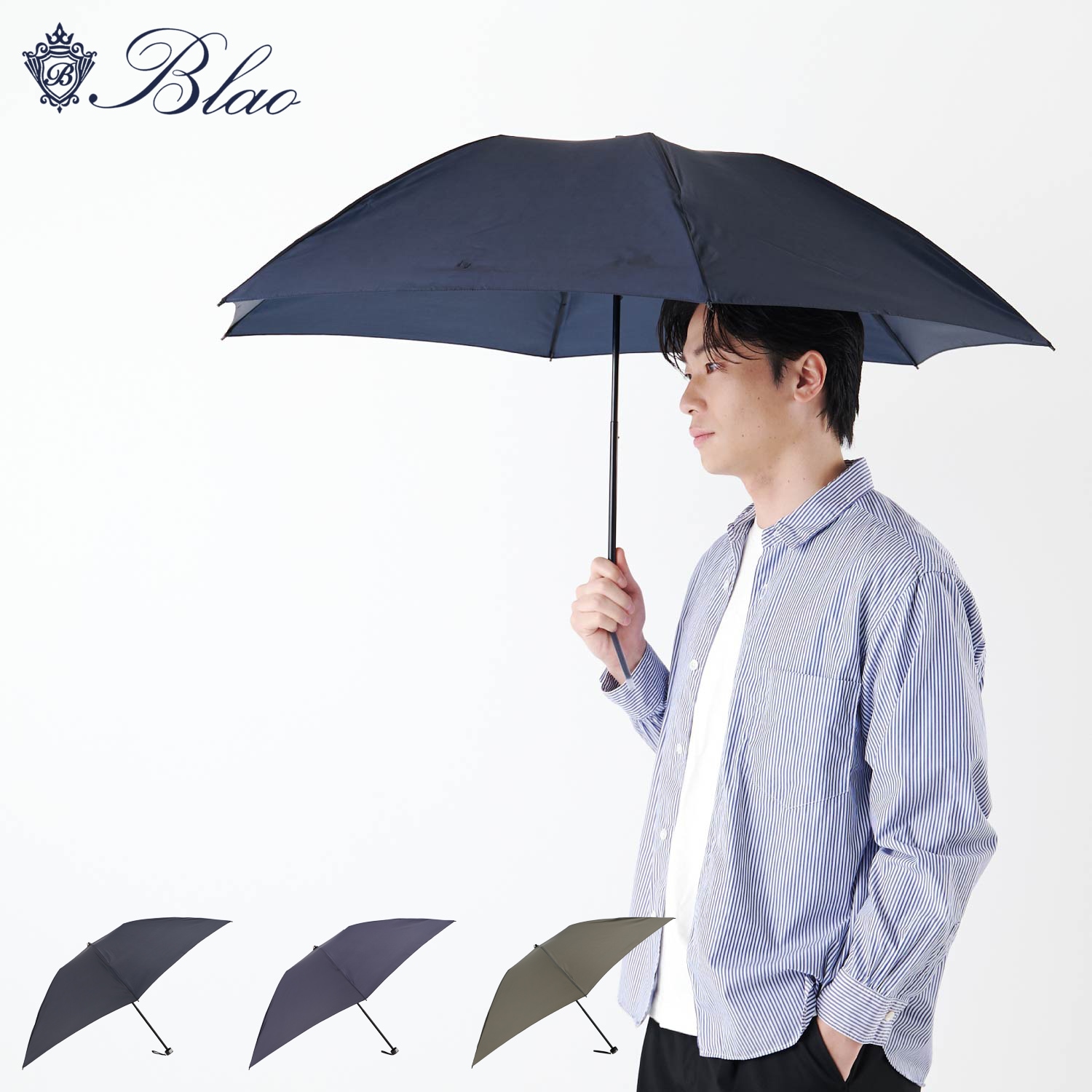 折りたたみ傘 雨傘 メンズ 軽量 コンパクト クイックオープン 開閉が楽 ブラック ネイビー カーキ 1BA 18605
