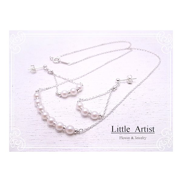 スワンWANP2 ネックレス&ピアス　天然石 アクセサリー 作家 Little Artist リトルアーティスト la-17