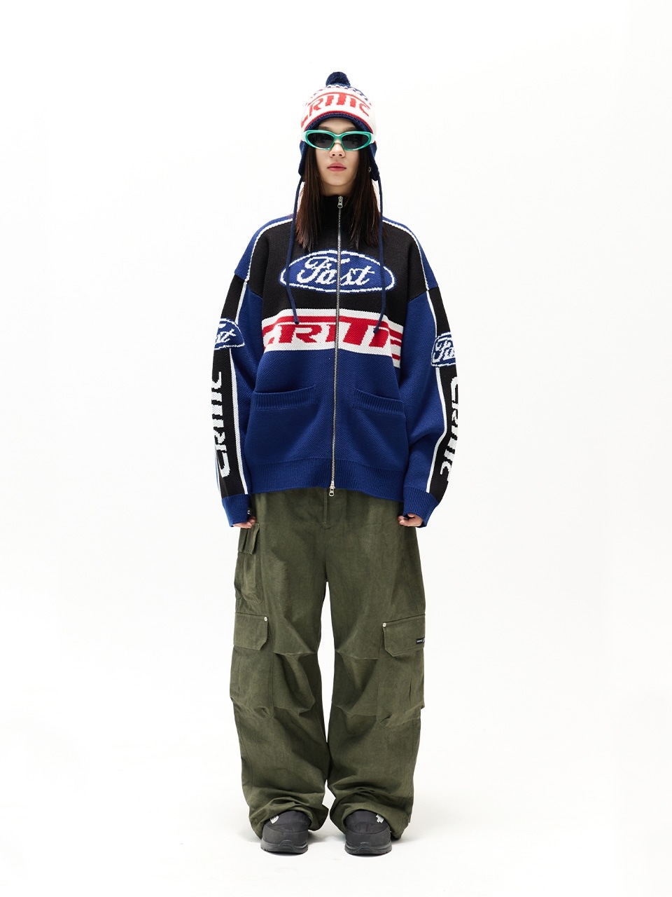 【CRITIC】 RACING ZIP-UP KNIT : NAVY