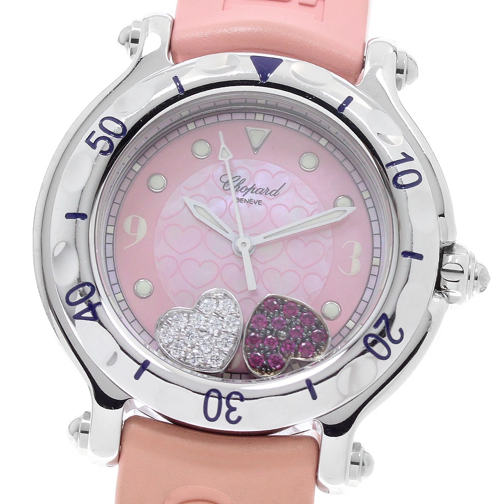 ショパール Chopard 27/8951 ハッピースポーツ ハートダイヤ ピンクサファイア クォーツ レディース _964947【中古】