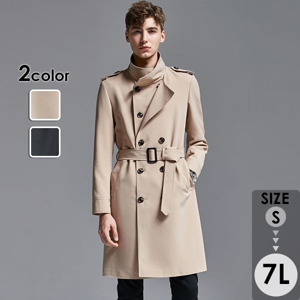 ロングコート メンズ チェスターコート ハイネック 2カラー かっこいい ビジネス 大きいサイズ アウター メンズファッション 防寒 体型カバー おしゃれ 春 秋冬 ベージュ ブラック 20代 30代