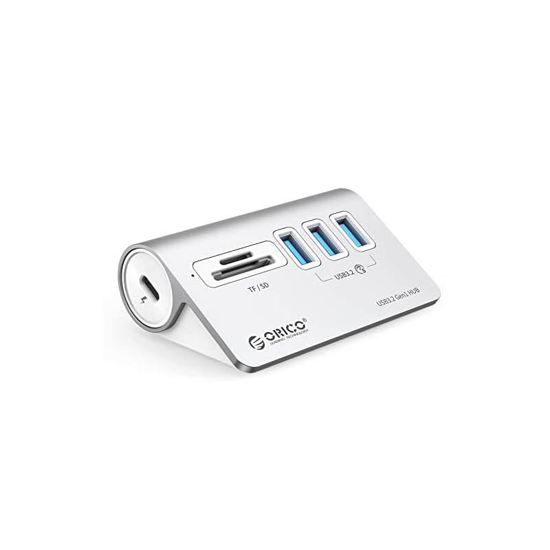 ORICO USBハブ USB3.0 5Gbps高速転送 MicroSD/SDカード スロット搭載 セルフパワー/バスパワー両対応 5ポート 50cmケーブルと変換アダプタ付き USB C/USB A