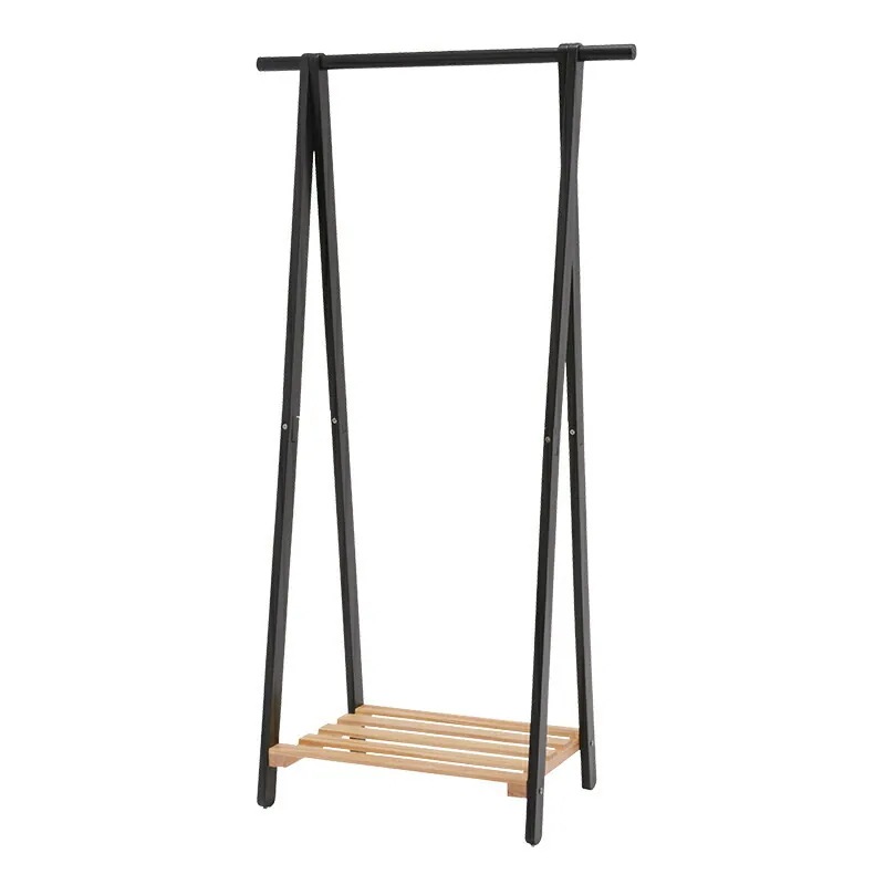 ハンガーラック（ダークグレー）　MHR-6033NDG天然木の風合いがおしゃれな棚付きハンガーラック