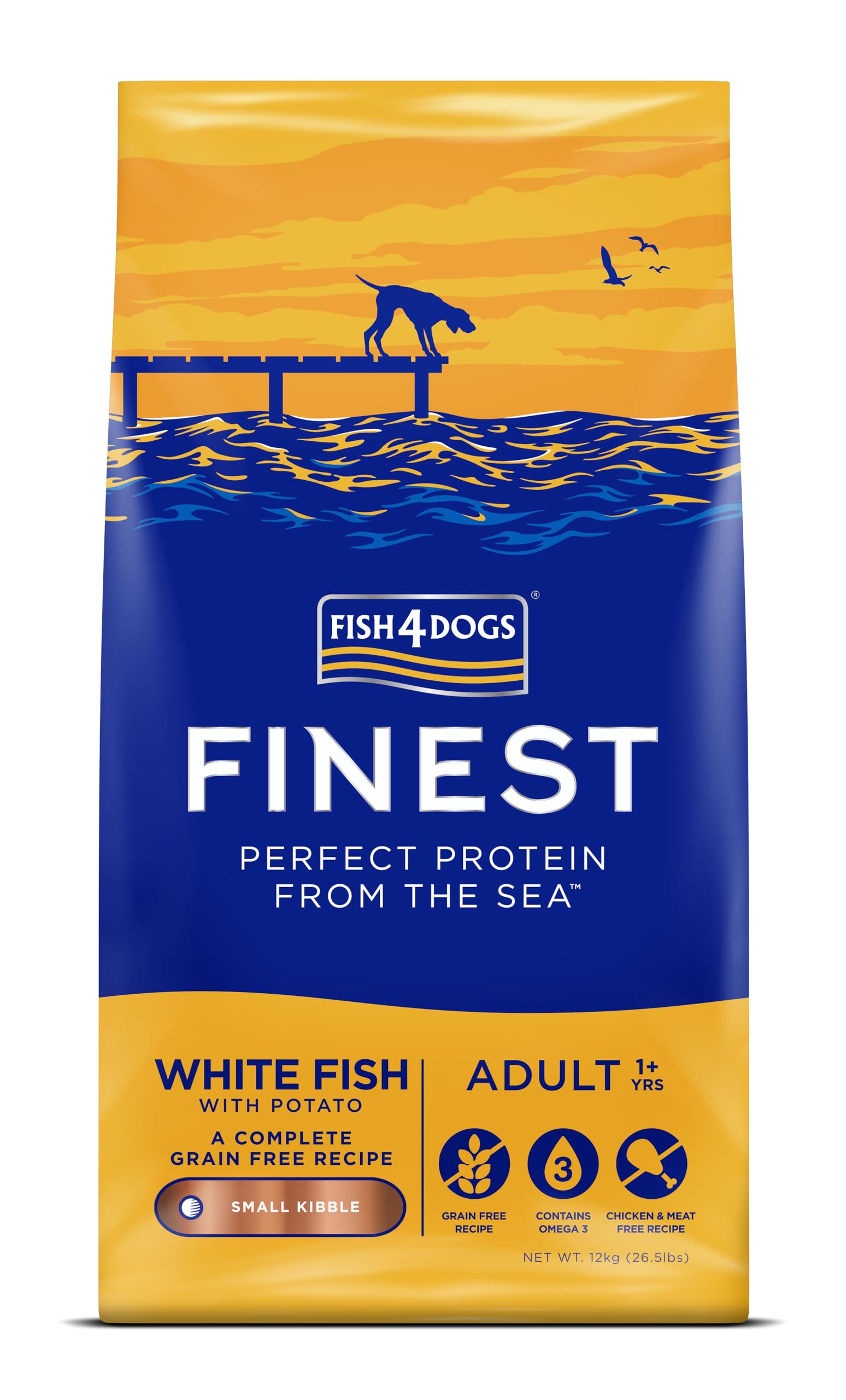 FISH4DOGS フィッシュ4ドッグ ドッグフード ファイネスト オーシャンホワイトフィッシュ 小粒 12kg