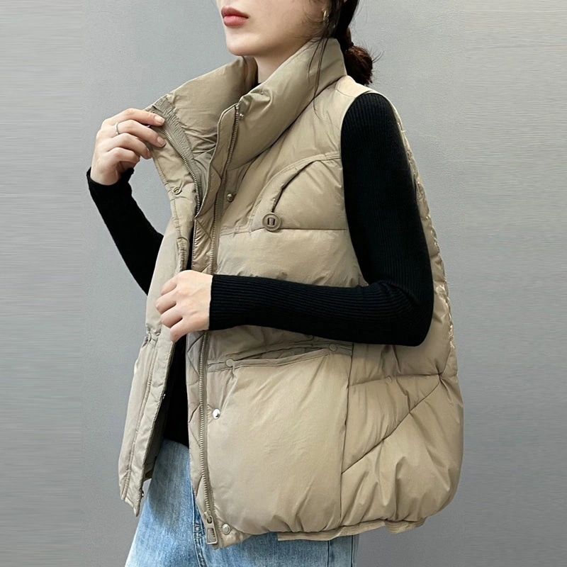 【Qoo10限定 中綿ベスト】ベストレディースショート韓国版ベストジャケット暖かいベスト肩