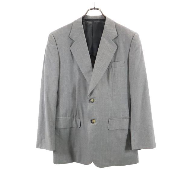 ストライプ テーラードジャケット グレー系 ベストライナー付 ２点セット メンズ