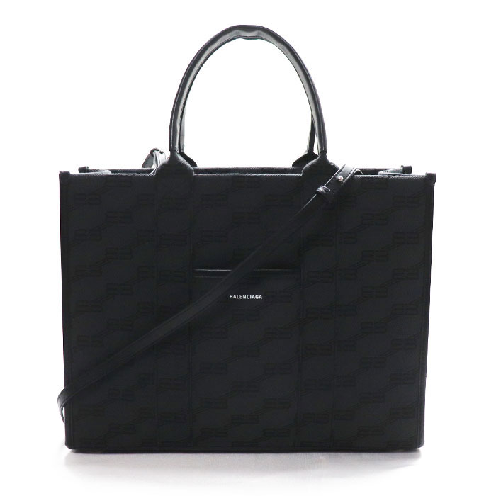 BALENCIAGA バレンシアガ BBモノグラムジャガード 2Wayショルダーバッグ HARDWARE 2.0 ミディアム ブラック 714177 レディース 中古 53,988円