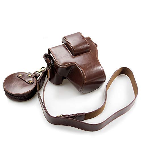 kinokoo Canon EOS Kiss M/EOS M50専用カメラケース カメラバッグ 15-45 mm レンズ 対応 バッテリーの交換でき 三脚ネジ穴付き PUレザー 全面保護型 ショルダー