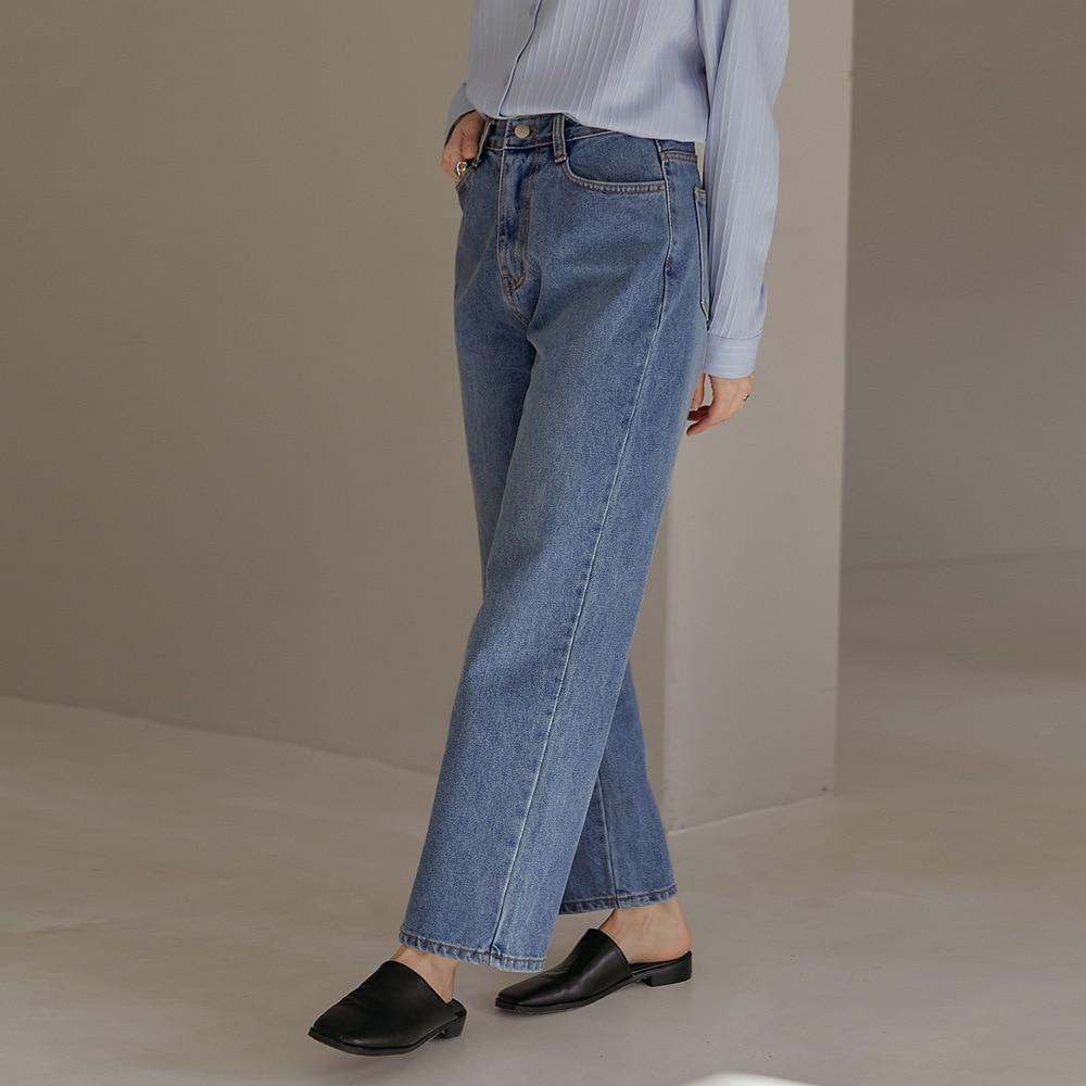 S-2XL マッセウォッシュワイドデニムパンツ