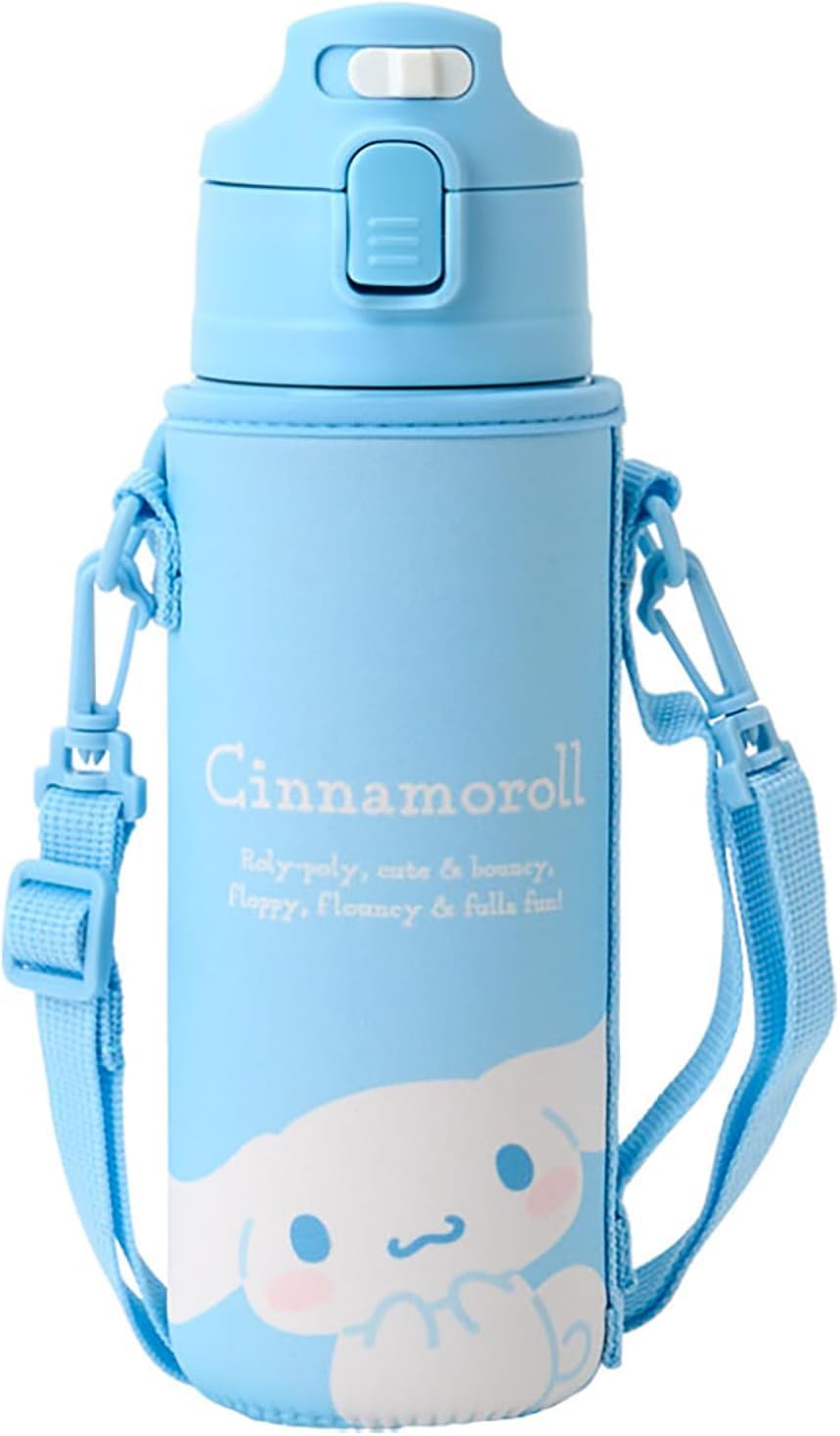 サンリオ 水筒 直飲み スポーツボトル ステンレス ワンタッチボトル 保冷専用 カバー付き 470ml シナモロール シナモン セット（水筒名前シール）