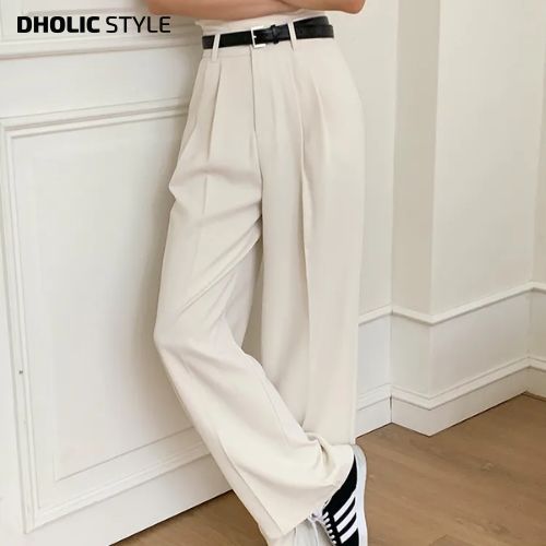 [メガ割りSALE]ベルト付ツータックボタンワイドスラックス・p680320