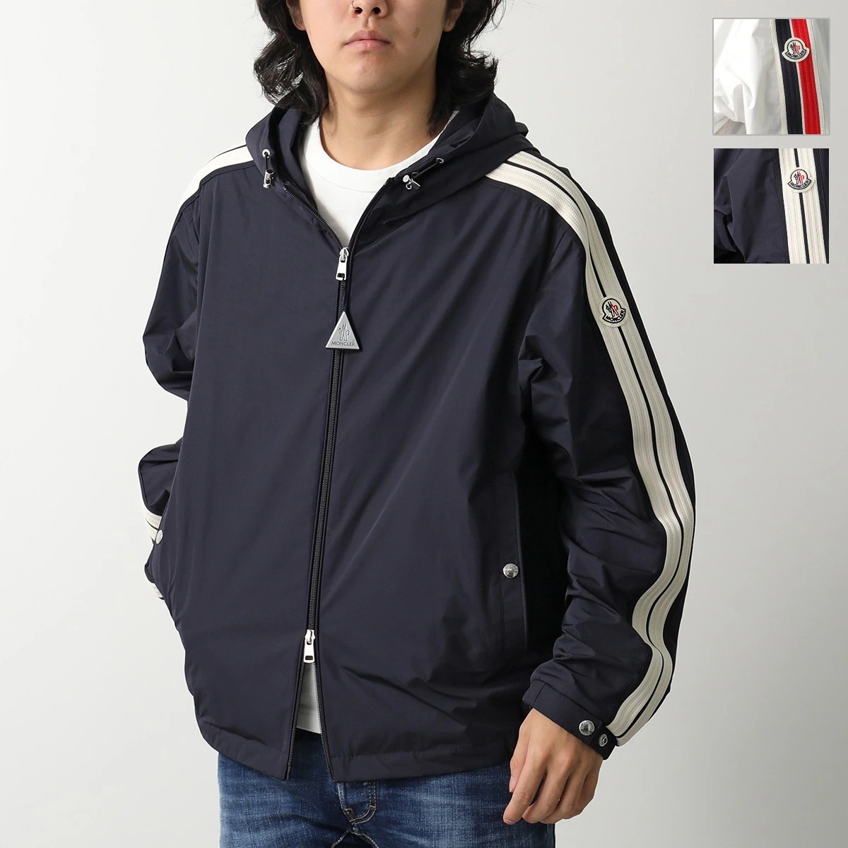 MONCLER モンクレール ジャケット OLAN オラン 1A00187 59876 メンズ ウインドブレーカー フード付き 撥水 軽量 ジップアップ ロゴパッチ カラー2色