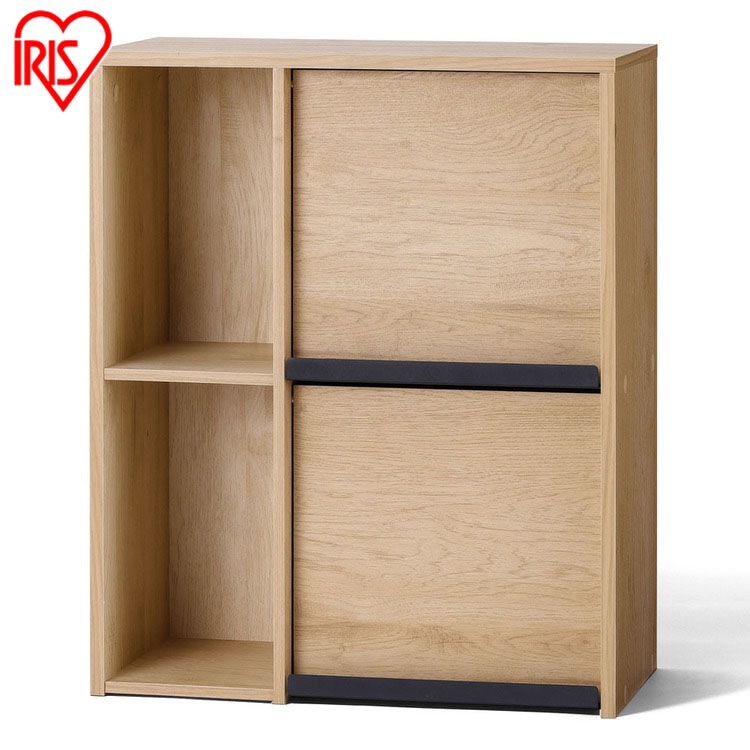 キャビネット フラップ扉 おしゃれ 北欧 スリム 収納 フラップ扉付きキャビネット ナチュラル/ブラック アイリスオーヤマ HFRC-600 メガ割