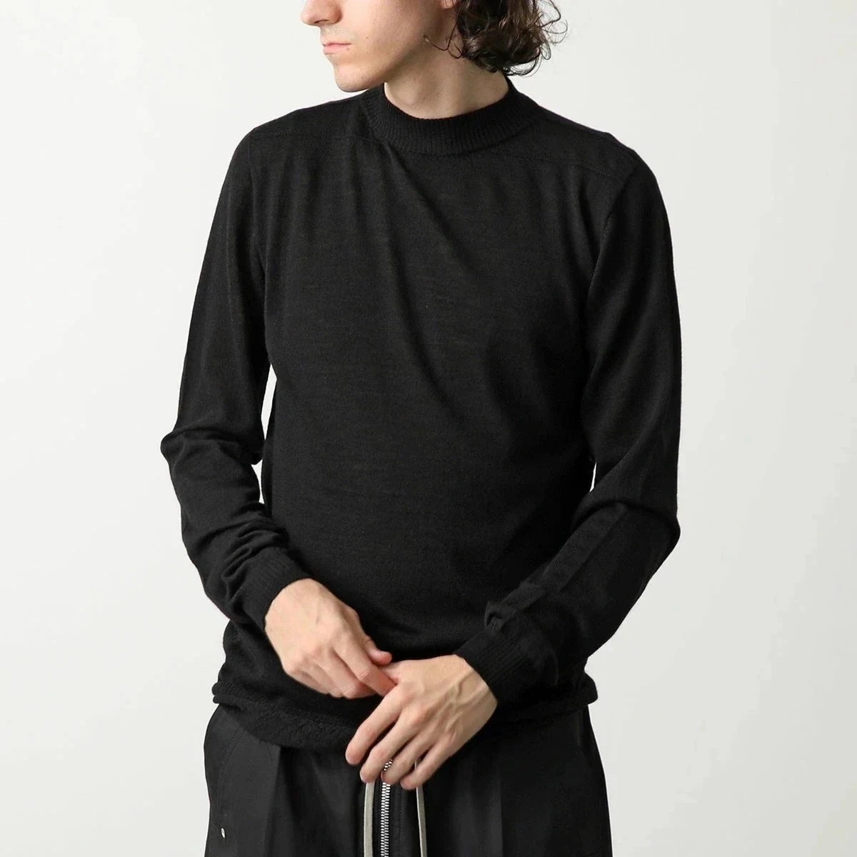 Rick Owens リックオウエンス ニット RU02D6625 M メンズ ウール モックネック バックライン トップス 長袖 ライトセーター 09/BLA