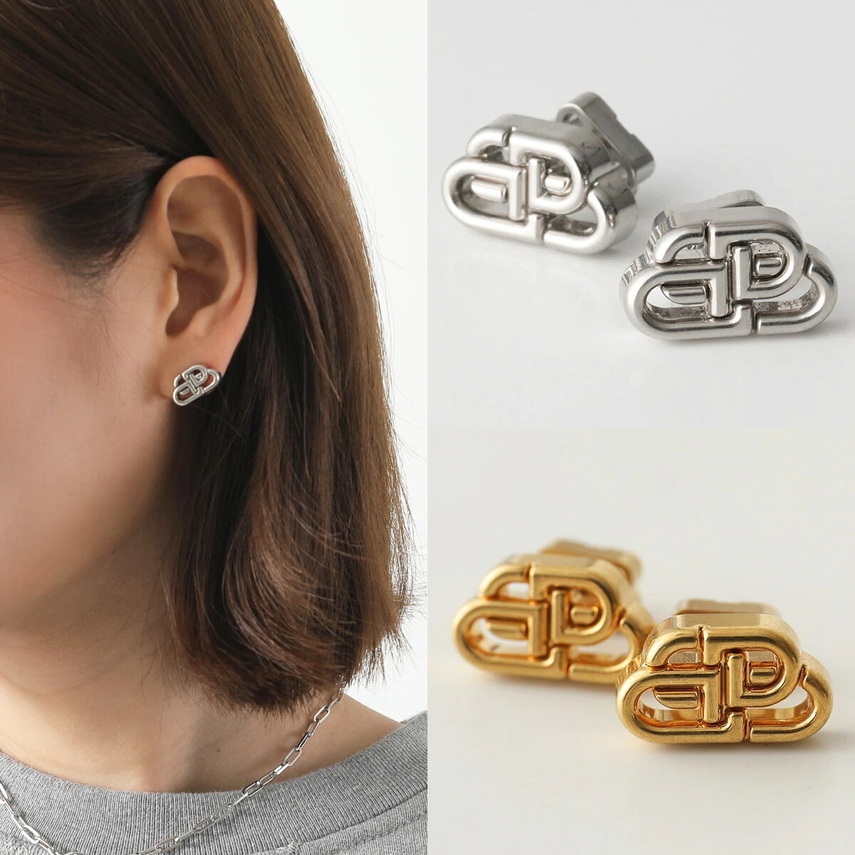 BALENCIAGA バレンシアガ ピアス BB STUD スタッド 594709 TZRLS TZRLG レディース BBロゴ アクセサリー カラー2色